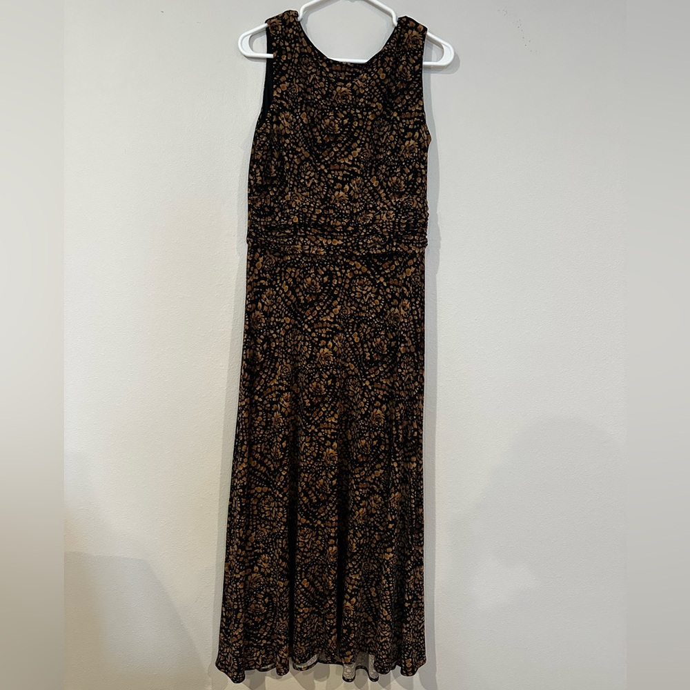 Y2K Maxi Whimsigoth Sleeveless‎ Black Tan Speck Academia Dress Women’s Size 10
